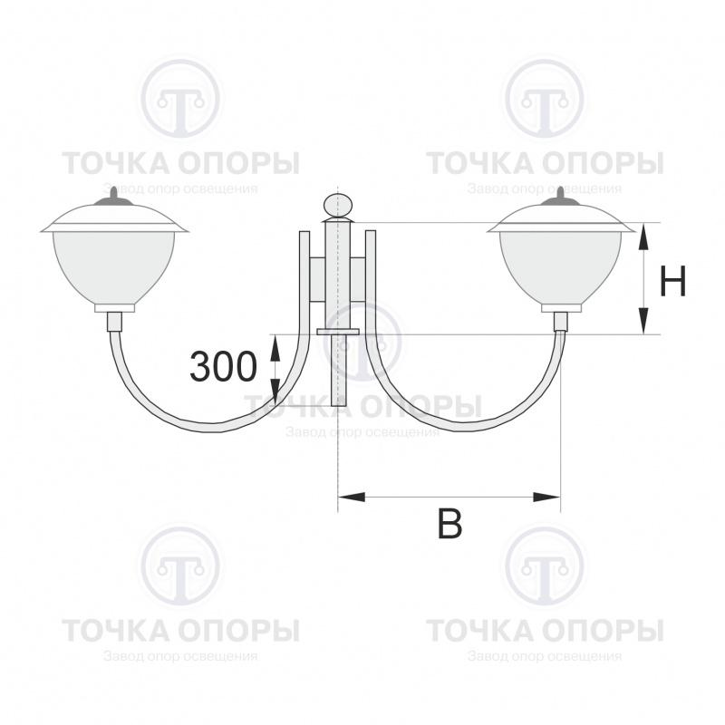 К41-0,8-1,5-0-5 торшерный двухрожковый кронштейн